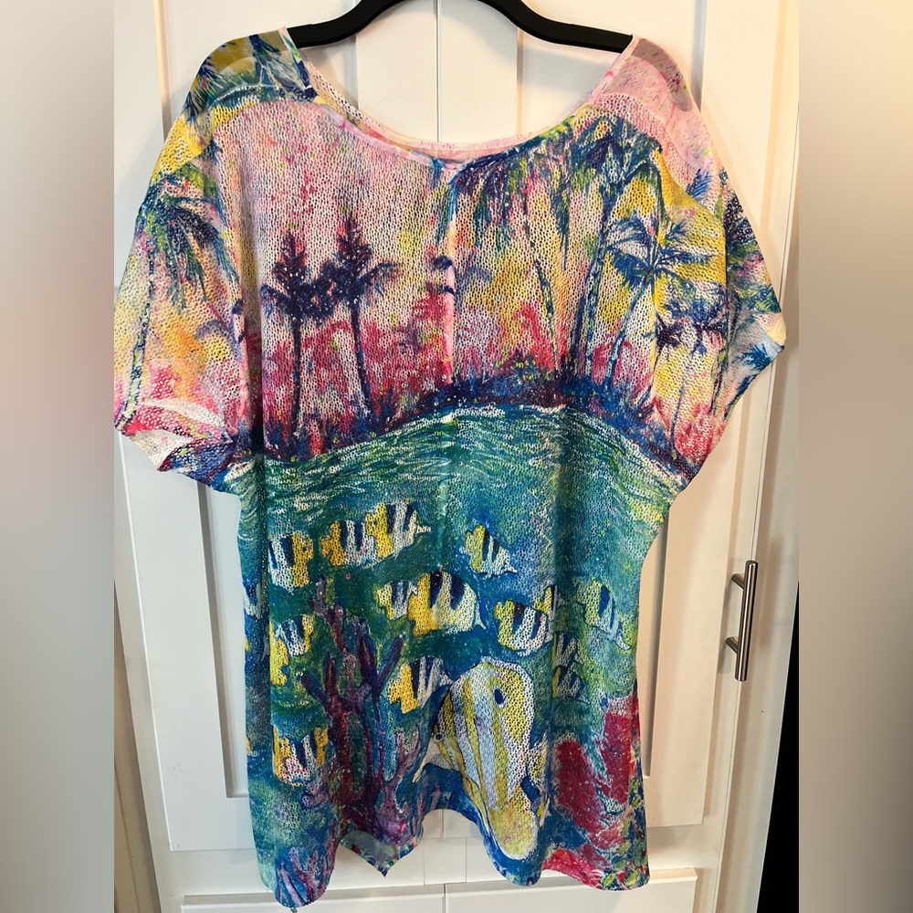 Tropical Print Women's Tunic Top in Multicolor